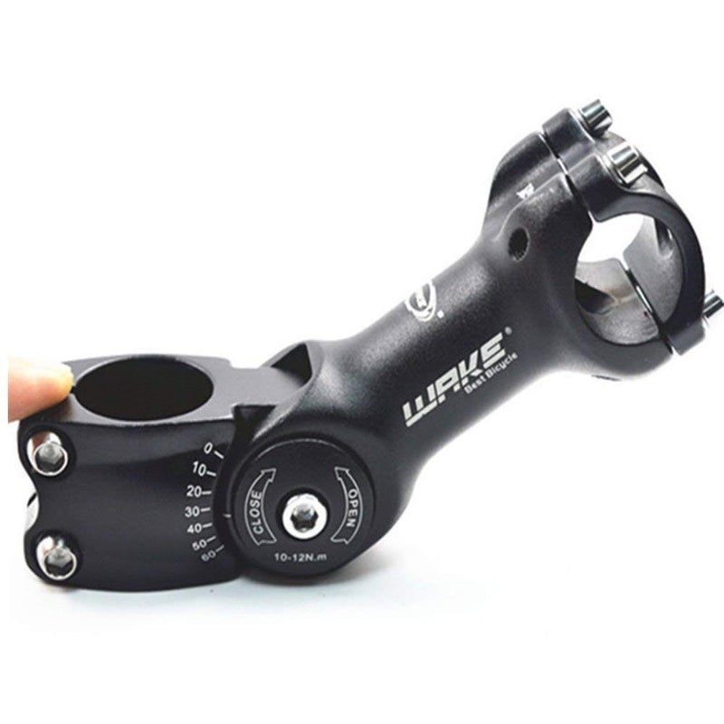 WAKE MTB Stem 25.4 90mm 110mm 0-60 Degree Adjustable Bike Stem Mountain Bike Stem Short Handlebar Stem for Most Bicycle, Road Bike, MTB, BMX, Cycling (Aluminum Alloy, Lightweight, Black) (25.4*110mm) - Image 3